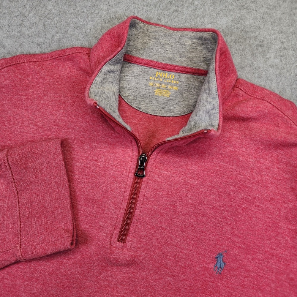 Polo Ralph Lauren Mens XXL 2XL Pink 1/4 Zip Sweater Pullover Mock Neck